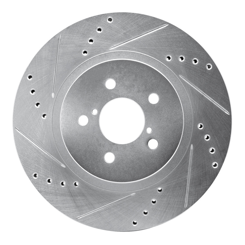 Subaru Impreza Brake Rotor (1) - Front Left - R1 Concepts - Drilled & Slotted - Silver - `17-`23